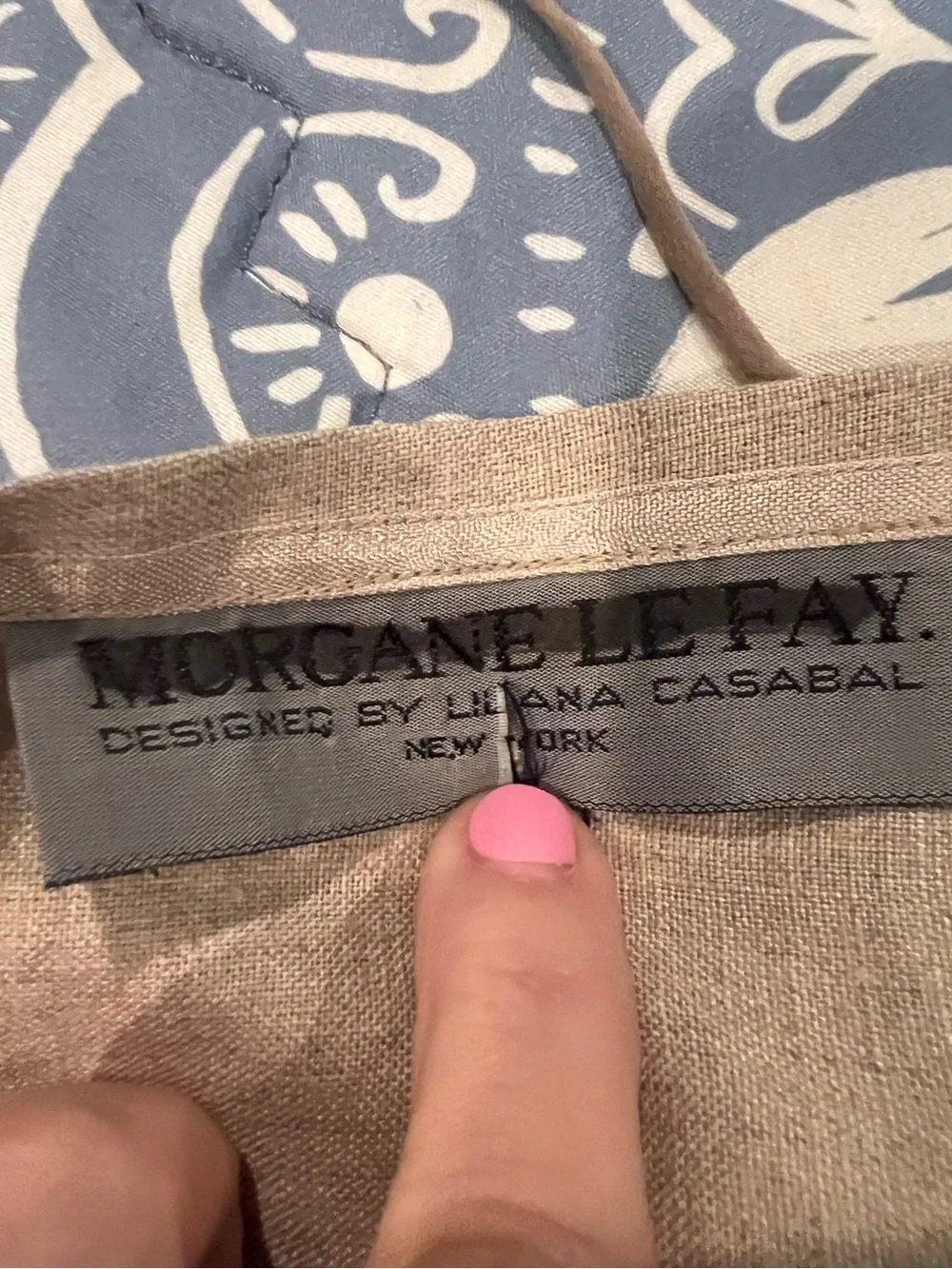 Morgan Le Faye vintage Sleeveless V-Neck linen in Neutral Beige circa 1990